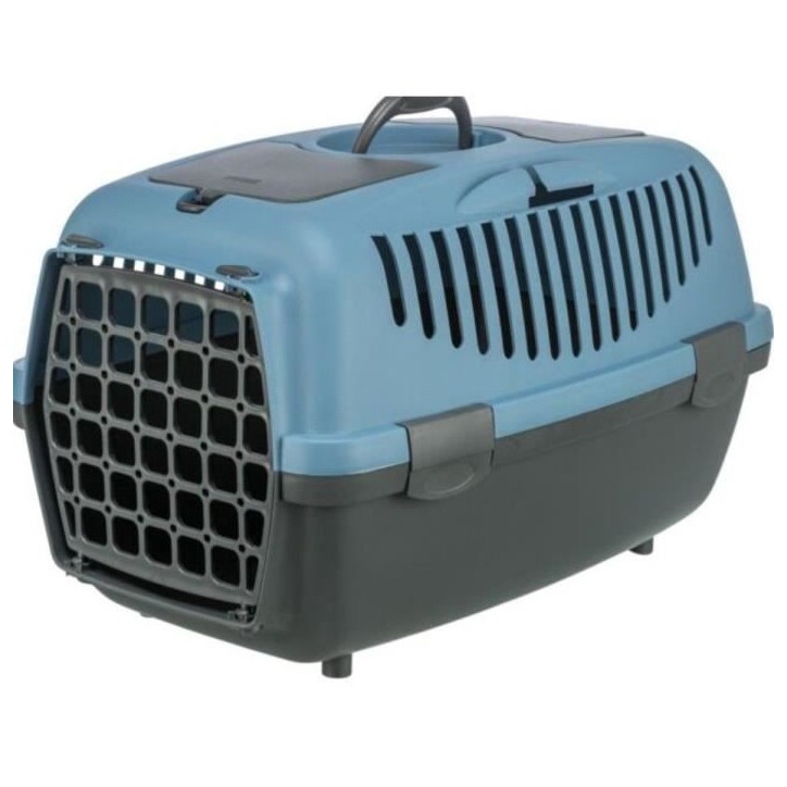 Box de transport - TRIXIE - Capri 2 - Recyclé - XS / S : 37 x 34 x 55 cm - Gris foncé / Bleu