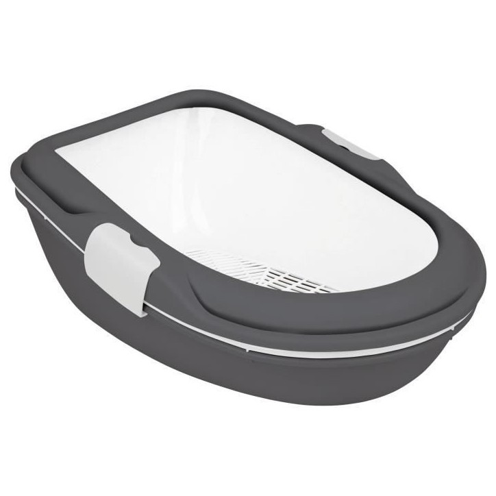 Bac a litiere - TRIXIE - Primo XXL - Avec rebords - 56 x 25 x 71 cm - Gris / Blanc Bac a litiere - TRIXIE - Primo XXL - Avec rebords - 56 x 25 x 71 cm - Gris / Blanc