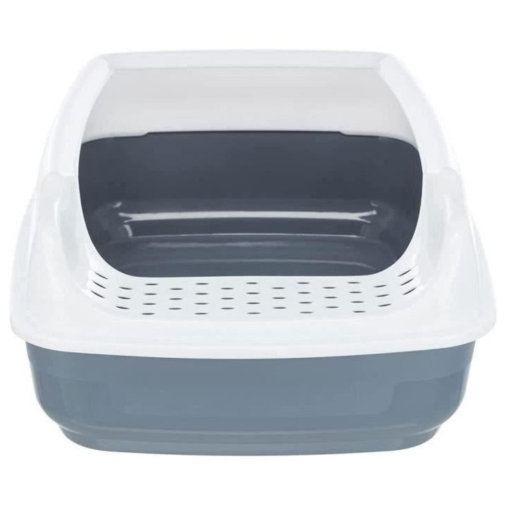 Bac a litiere - TRIXIE - Delio - Rebord - Imprimé Gris et blanc - 38 × 20 × 50 cm