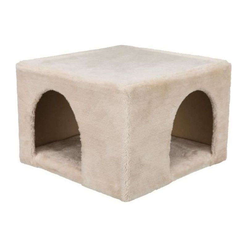 Abri douillet peluche - 36 × 25 × 36 cm - Beige - Pour lapins et pet