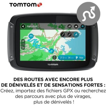 TomTom GPS Moto RIDER 550 Premium Pack - 4, 3 pouces, Carte Monde, TomTom Traffic, Alertes des zones de Danger, Appel Mains-Libr