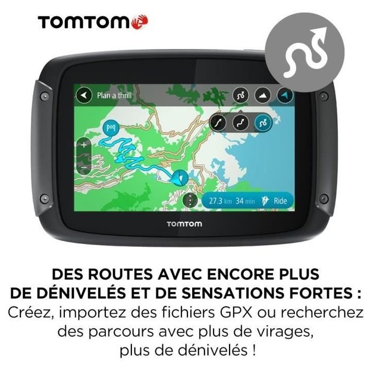 TomTom GPS Moto RIDER 550 Premium Pack - 4, 3 pouces, Carte Monde, TomTom Traffic, Alertes des zones de Danger, Appel Mains-Libr TomTom GPS Moto RIDER 550 Premium Pack - 4, 3 pouces, Carte Monde, TomTom Traffic, Alertes des zones de Danger, Appel Mains-Libr