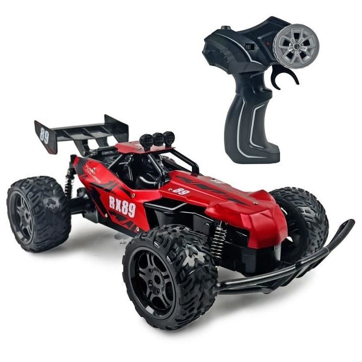 Voiture Télécommandée - TURBO CHALLENGE - RX Car 89 093721 - Rouge - 1/12 - Batterie Rechargeable et Piles incluses - Métal