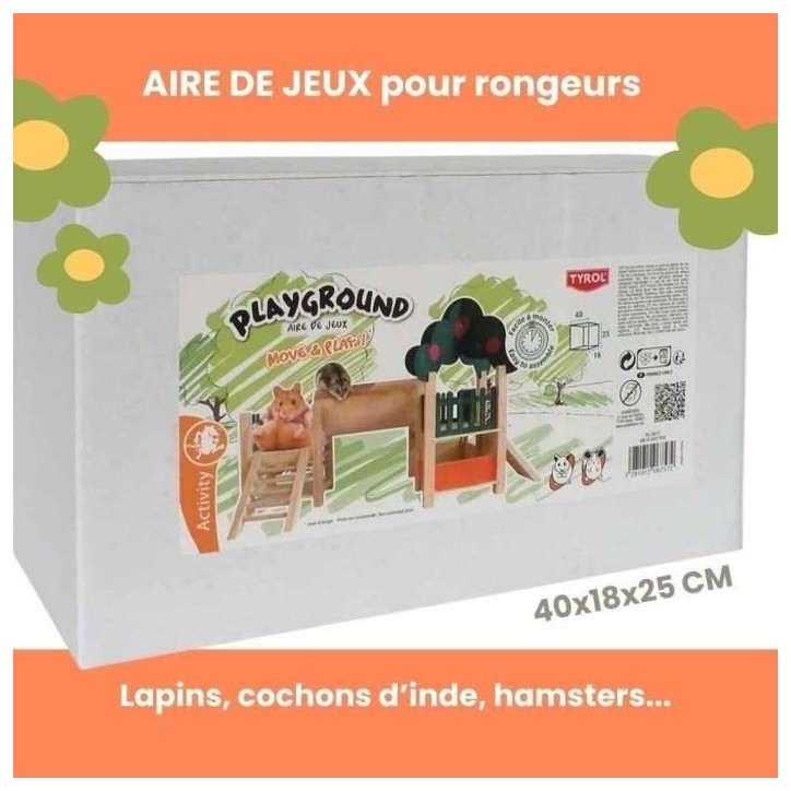 Accessoire rongeur - TYROL - Aire de jeux - 40 x 18 x 25 cm - Tunnel 3 cm, cachette, grimpe, souris Accessoire rongeur - TYROL - Aire de jeux - 40 x 18 x 25 cm - Tunnel 3 cm, cachette, grimpe, souris