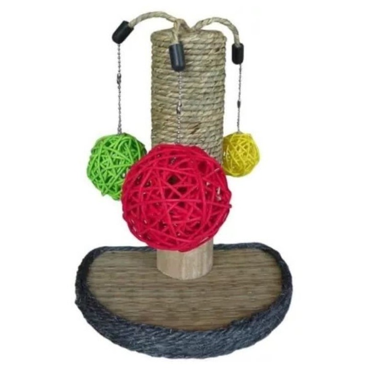 Accessoire rongeur - TYROL - Arbre a lapin - Pommier - 14 x 19 x 26 cm - Bois, jonc de mer, boules vignes, fixation cage
