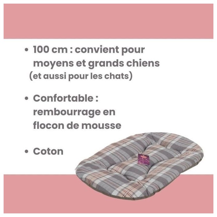 Couchage pour chien - TYROL - Coussin Oval Toronto - 100 x 60 x 3 cm