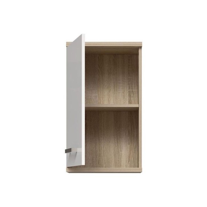 Armoire a suspendre - Blanc / Chene Sonoma - 1 porte - Meuble de salle de bain - 68,8 x 29 x 40,2 cm