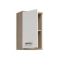 Armoire a suspendre - Blanc / Chene Sonoma - 1 porte - Meuble de salle de bain - 68,8 x 29 x 40,2 cm