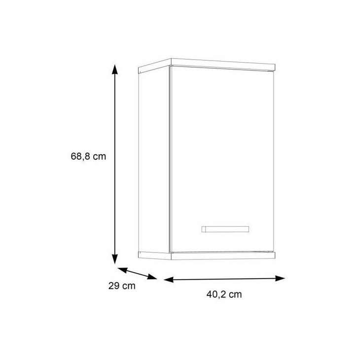 Armoire a suspendre - Blanc / Chene Sonoma - 1 porte - Meuble de salle de bain - 68,8 x 29 x 40,2 cm