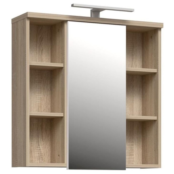 Armoire a suspendre - Chene Sonoma - 1 porte avec miroir - Meuble de salle de bain - 68,6 x 20 x 68,1 cm