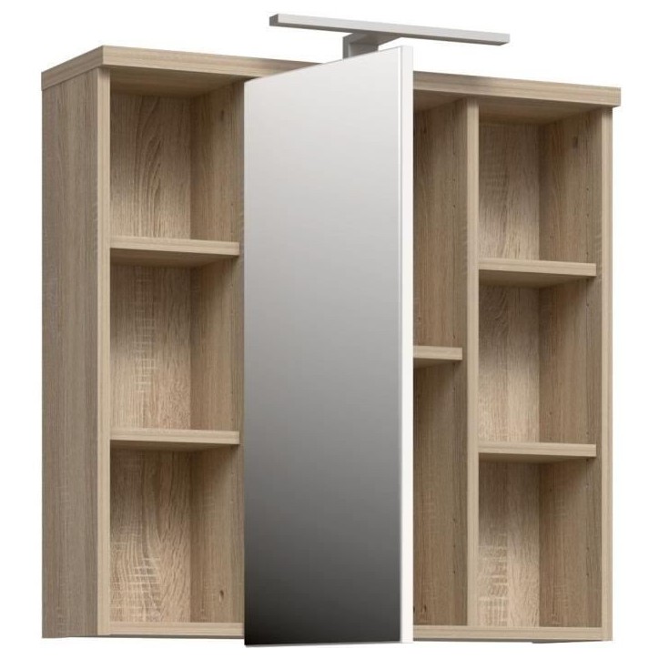 Armoire a suspendre - Chene Sonoma - 1 porte avec miroir - Meuble de salle de bain - 68,6 x 20 x 68,1 cm