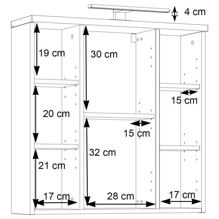 Armoire a suspendre - Chene Sonoma - 1 porte avec miroir - Meuble de salle de bain - 68,6 x 20 x 68,1 cm