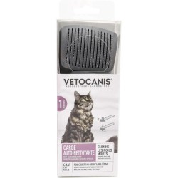 Brosse toilettage - VETOCANIS - Carde auto-nettoyante pour chat - Rét