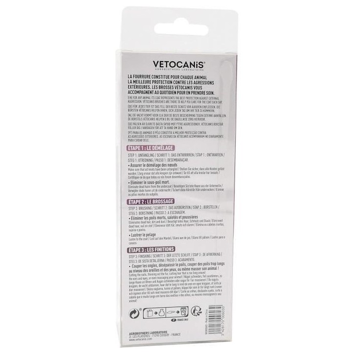 Brosse toilettage - VETOCANIS - Carde auto-nettoyante pour chat - Rétractable - Pour poils longs