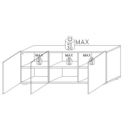 Meuble TV - Blanc laqué brillant avec sérigraphie miroir - L181 x P4