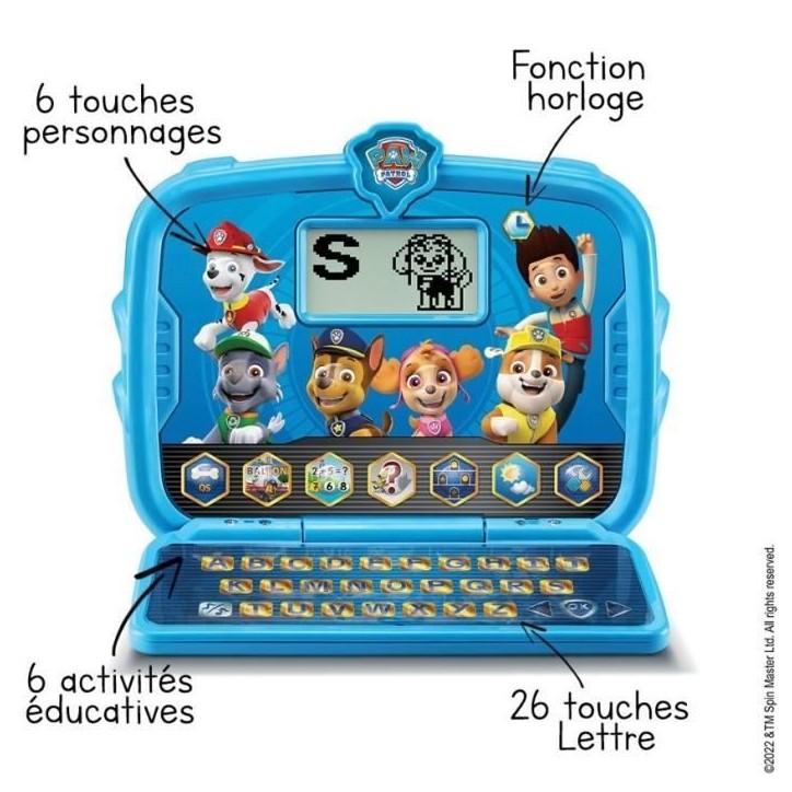 Ordinateur Tablette Éducatif VTECH - Pat Patrouille - Convient aux Enfants de 3 Ans et Plus - Bleu