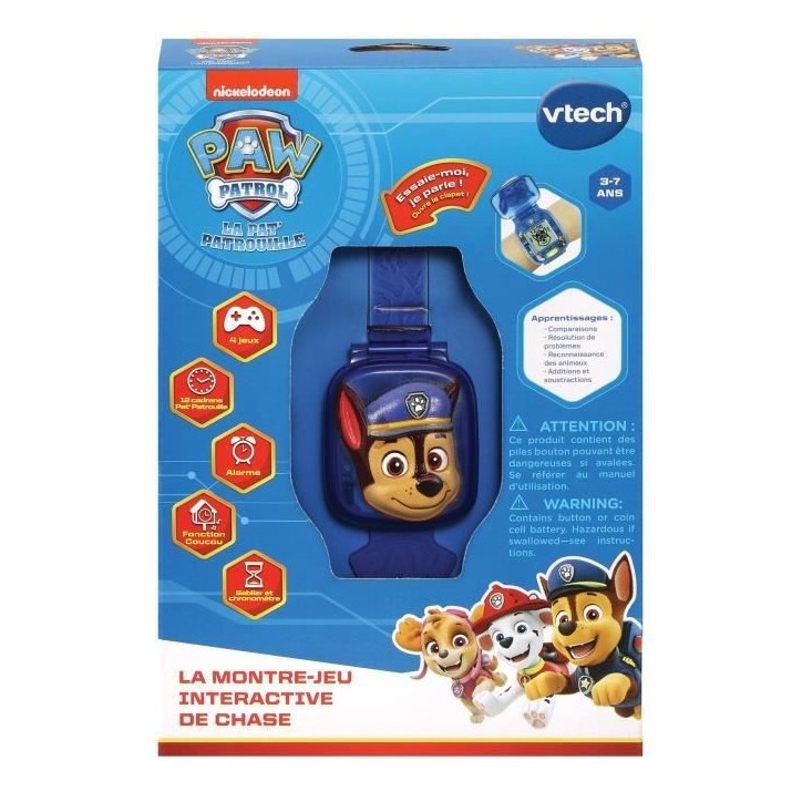 Montre-Jeu Interactive de Chase - VTECH - Pat Patrouille - Multifonction parlante pour enfant