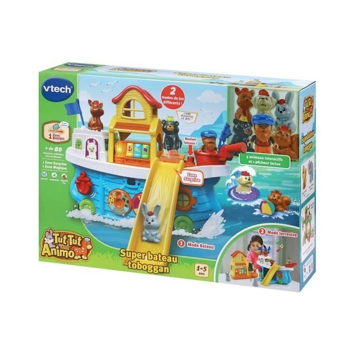 VTECH TUT TUT ANIMO - SUPER BATEAU TOBOGGAN - Jouet pour enfant de 1 a 5 ans avec 5 animaux et un pecheur inclus VTECH TUT TUT ANIMO - SUPER BATEAU TOBOGGAN - Jouet pour enfant de 1 a 5 ans avec 5 animaux et un pecheur inclus