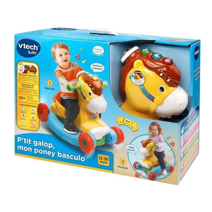 Porteur a Bascule P'tit Galop, Mon Poney Basculo 2en1 - VTECH BABY - Parlant et Lumineux - Multicolore Porteur a Bascule P'tit Galop, Mon Poney Basculo 2en1 - VTECH BABY - Parlant et Lumineux - Multicolore