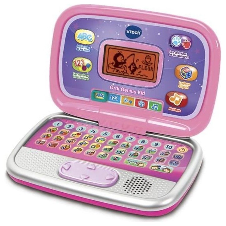 Ordinateur Interactif Enfant - VTECH - Ordi Genius Kid - Rose - 20 activités - Personnalisable