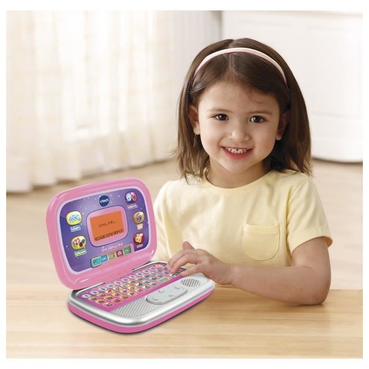 Ordinateur Interactif Enfant - VTECH - Ordi Genius Kid - Rose - 20 activités - Personnalisable