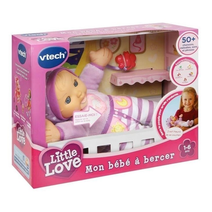 VTECH - Little Love - Mon Bébé a Bercer - Poupée Interactive Rose - Des 12 mois VTECH - Little Love - Mon Bébé a Bercer - Poupée Interactive Rose - Des 12 mois