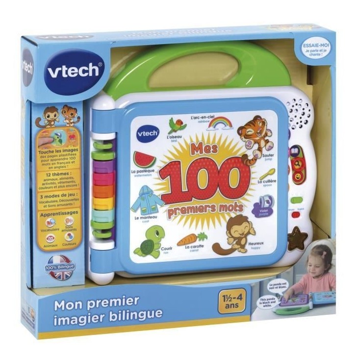Livre Interactif - VTECH - Mon Imagier Bilingue - 100 Mots - Bébé - 3 Modes de Jeu
