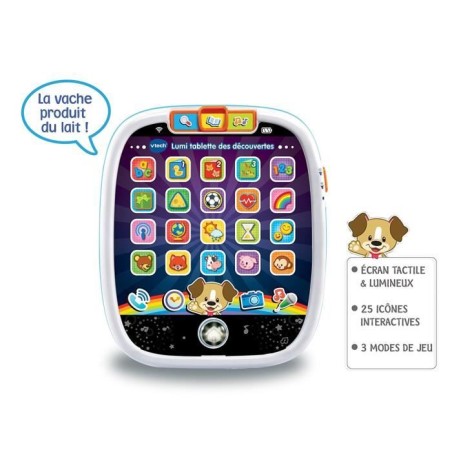 Tablette VTECH BABY Lumi des Découvertes Blanche - Jouet tactile et lumineux pour les tout-petits de 9 a 36 mois