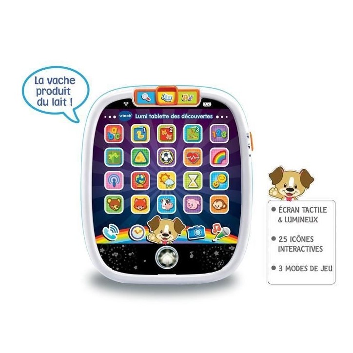 Tablette VTECH BABY Lumi des Découvertes Blanche - Jouet tactile et lumineux pour les tout-petits de 9 a 36 mois