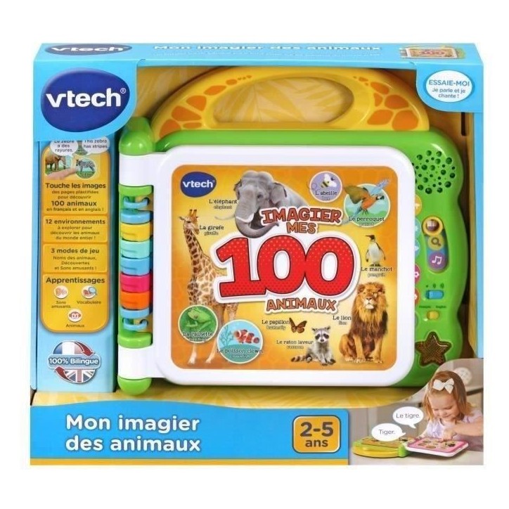 VTECH - Mon Imagier Bilingue - 100 Animaux - Livre interactif bilingue - Pour Enfant - Pile - Multicolore VTECH - Mon Imagier Bilingue - 100 Animaux - Livre interactif bilingue - Pour Enfant - Pile - Multicolore