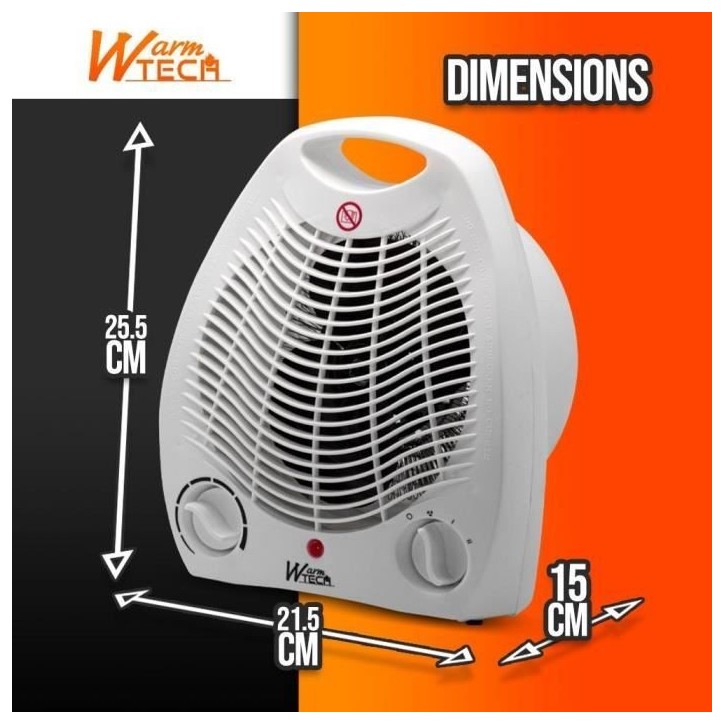 Chauffage soufflant - 2000W - WARM TECH - 240V - Jusqu'a 15m3 - Blanc