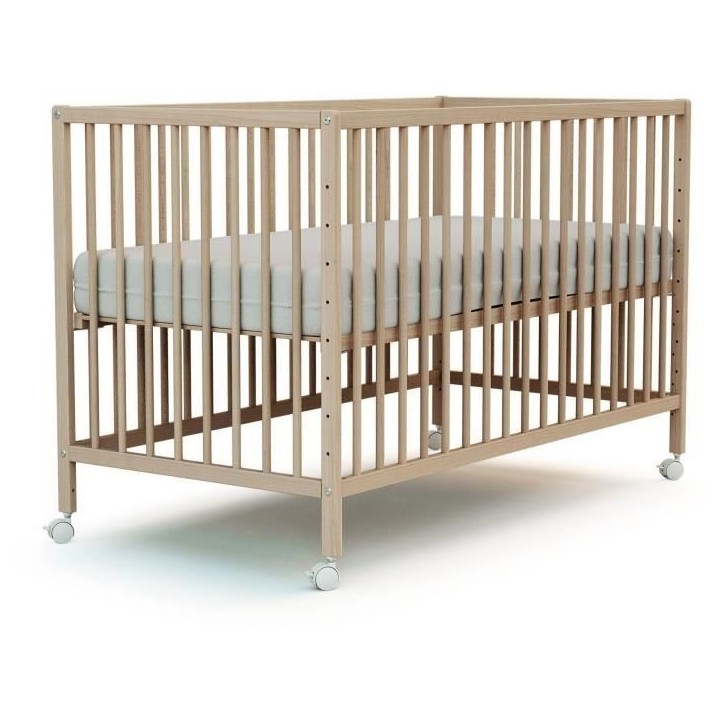 Lit bébé cododo - 60 x 120 cm - WEBABY - LIO - Hetre brut Lit bébé cododo - 60 x 120 cm - WEBABY - LIO - Hetre brut