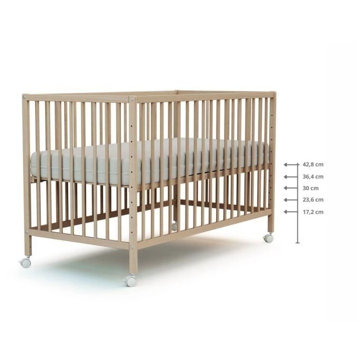 Lit bébé cododo - 60 x 120 cm - WEBABY - LIO - Hetre brut Lit bébé cododo - 60 x 120 cm - WEBABY - LIO - Hetre brut