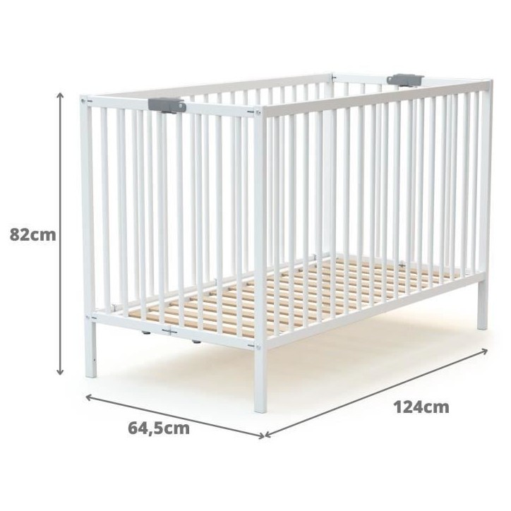 Lit bébé pliant - 60 x 120 cm - WEBABY - FLEX - Blanc