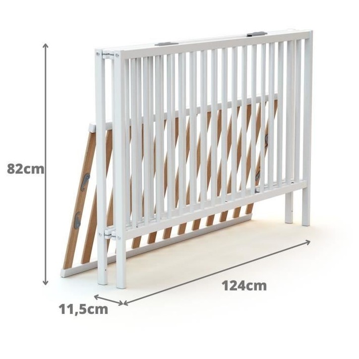 Lit bébé pliant - 60 x 120 cm - WEBABY - FLEX - Blanc