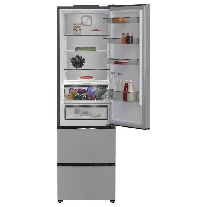 Réfrigérateur combiné - Whirlpool - WHKF6352X5E - Classe C - 351 L (249L + 102L) - 35 dB - Dual No Frost - Gris Inox