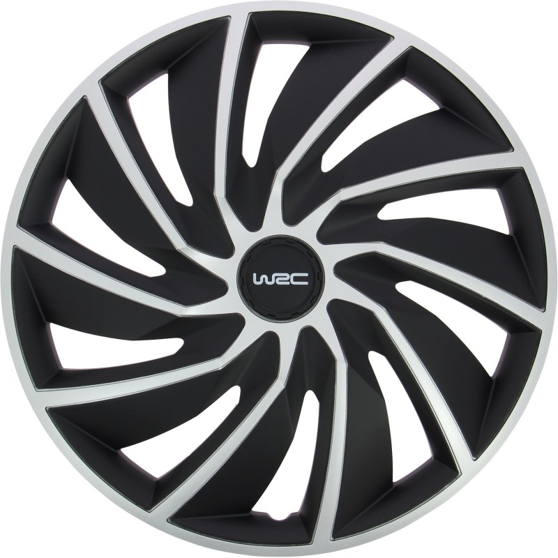 Lot de 4 enjoliveurs Bi-couleur gris & noir 15 pouces - WRC - TURBO - Lot de 4 enjoliveurs Bi-couleur gris & noir 15 pouces - WRC - TURBO -