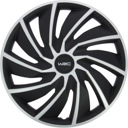Lot de 4 enjoliveurs Bi-couleur gris & noir 15 pouces - WRC - TURBO -