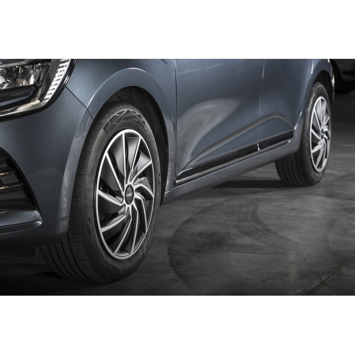 Lot de 4 enjoliveurs Bi-couleur gris & noir 15 pouces - WRC - TURBO - Look racing - Fixation simple et rapide par clips