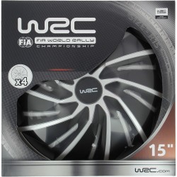 Lot de 4 enjoliveurs Bi-couleur gris & noir 15 pouces - WRC - TURBO -