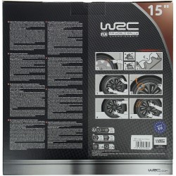 Lot de 4 enjoliveurs Bi-couleur gris & noir 15 pouces - WRC - TURBO -