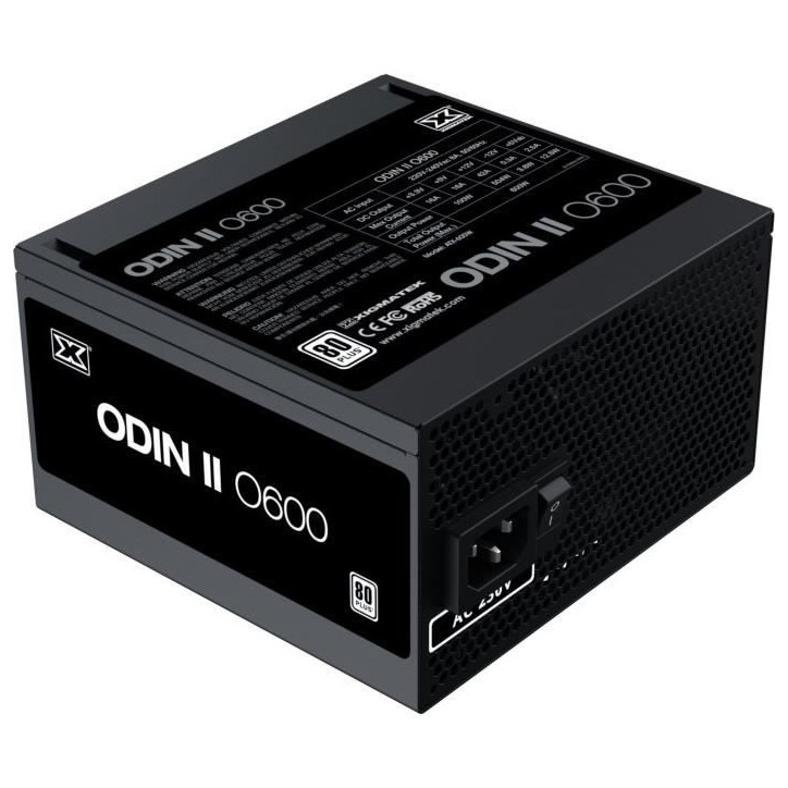 Alimentation PC - XIGMATEK - Odin II O600 - 600W - 80Plus - Non modulaire - Ventilateur 120mm - Noir