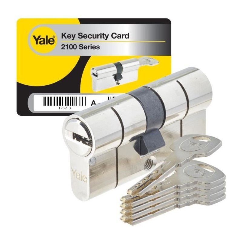 YALE Cylindre haute sécurité Série 2100 débrayable 30x40 mm nickel YALE Cylindre haute sécurité Série 2100 débrayable 30x40 mm nickel