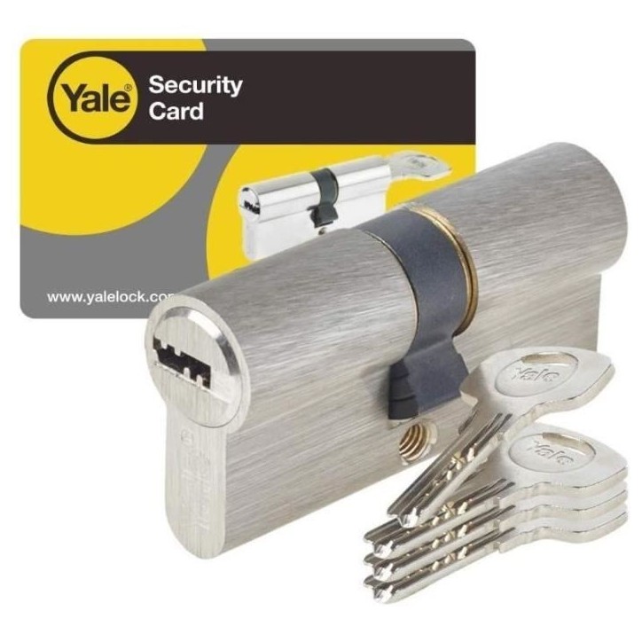 Cylindre de Serrure - YALE - YC1000+ - Débrayable - 30x40 mm - 6 Goupilles - 4 Clés réversibles - Nickelé Cylindre de Serrure - YALE - YC1000+ - Débrayable - 30x40 mm - 6 Goupilles - 4 Clés réversibles - Nickelé