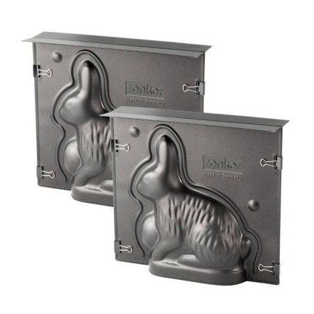 Lot de 2 moules a gâteaux 3D - ZENKER - Forme de lapin de Pâques - 6
