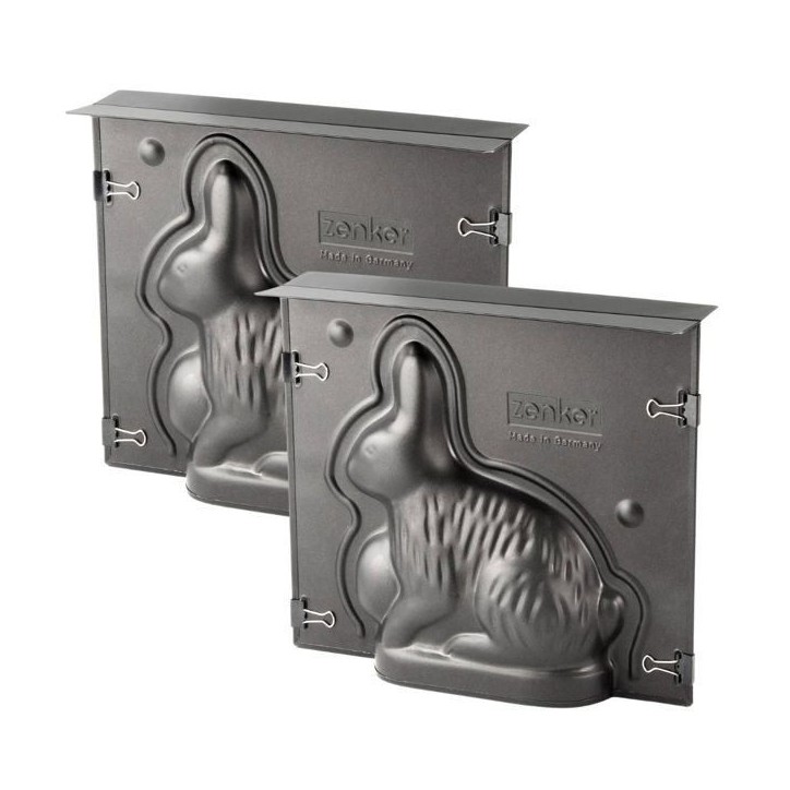 Lot de 2 moules a gâteaux 3D - ZENKER - Forme de lapin de Pâques - 600 ml