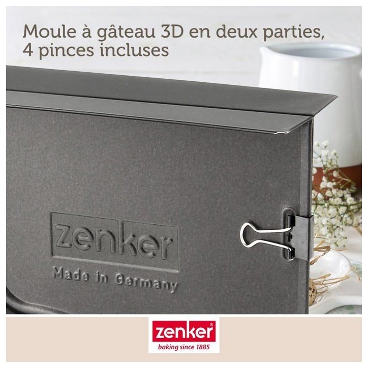 Lot de 2 moules a gâteaux 3D - ZENKER - Forme de lapin de Pâques - 600 ml