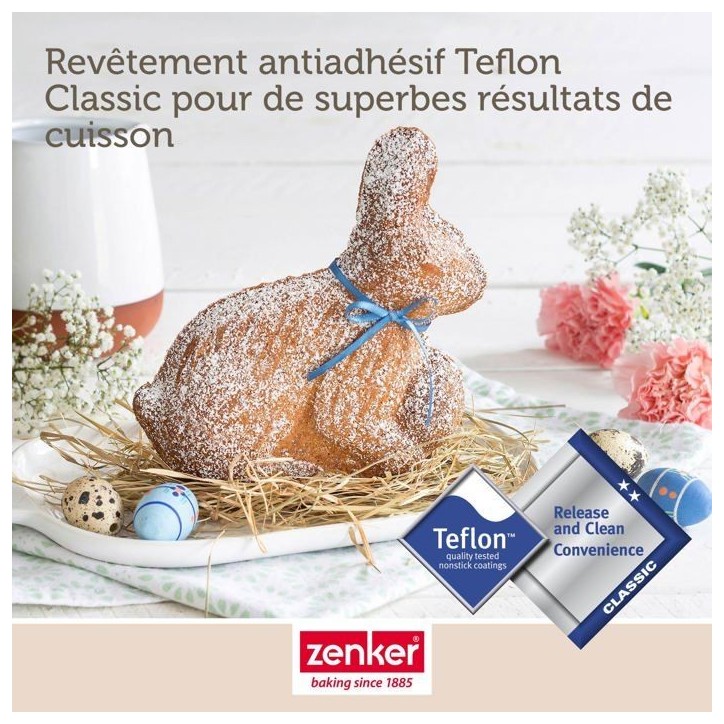 Lot de 2 moules a gâteaux 3D - ZENKER - Forme de lapin de Pâques - 600 ml