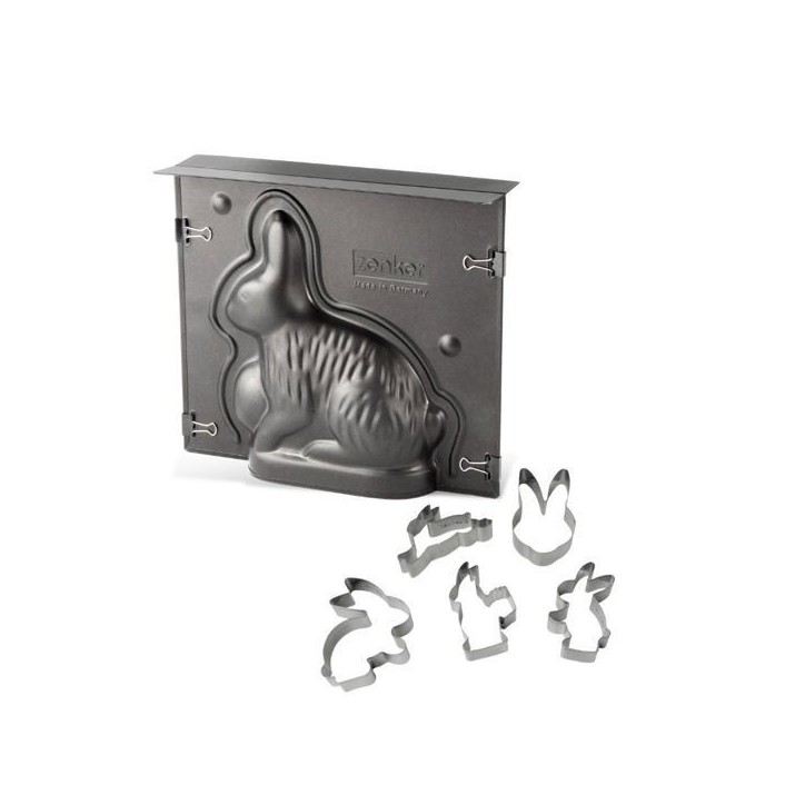 Ensemble de moule lapin de Pâques 3D et 5 emporte-pieces lapin - ZENKER Ensemble de moule lapin de Pâques 3D et 5 emporte-pieces lapin - ZENKER