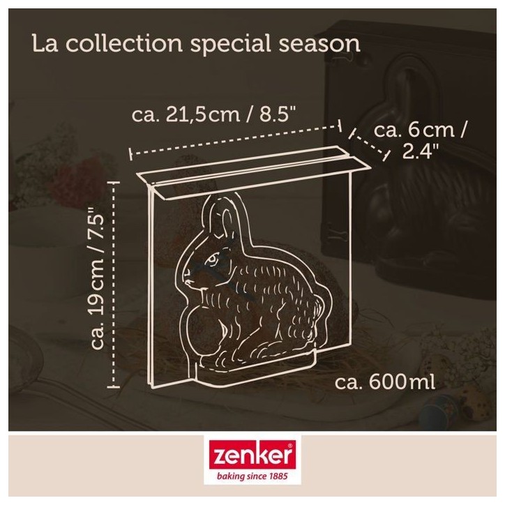 Ensemble de moule lapin de Pâques 3D et 5 emporte-pieces lapin - ZENKER Ensemble de moule lapin de Pâques 3D et 5 emporte-pieces lapin - ZENKER